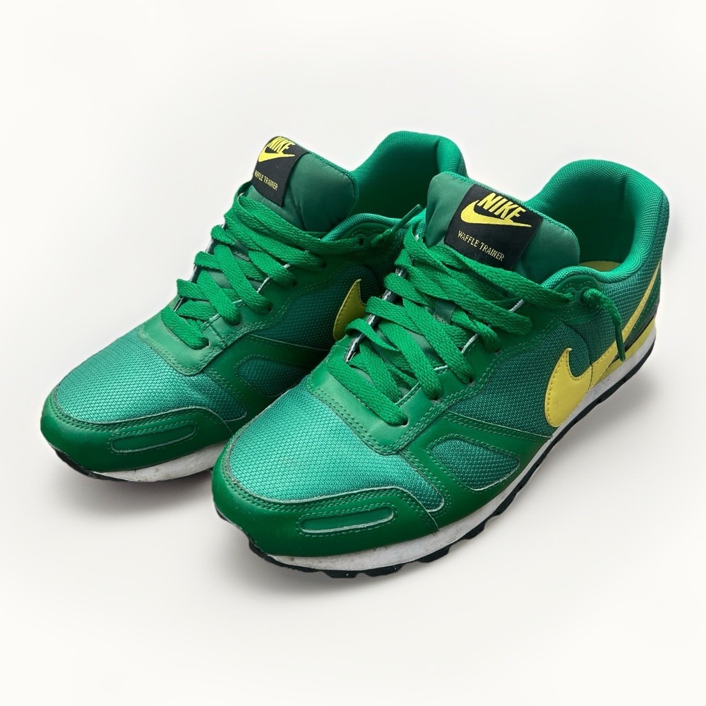 Nike Waffle Trainer 9.5 US Mens Pine Green Hello Combo Great Condition Skate